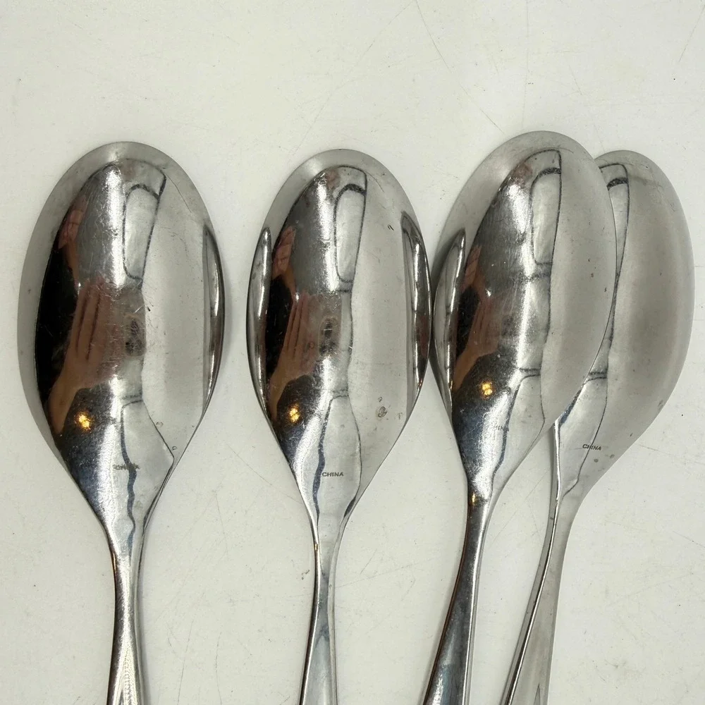 Studio William Spoon 4pc Silver Stainless Steel Modern Square Handle Flatware